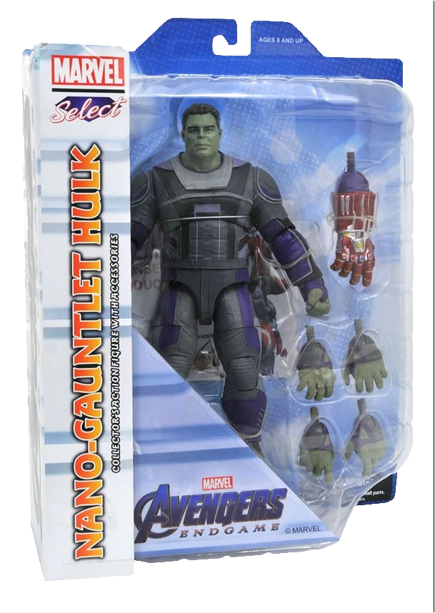 Marvel Select Avengers Endgame Team Suit Hulk and Nano Guantlet Kapow Toys