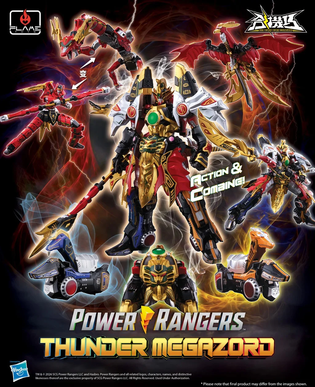 Flame Toys Mighty Morphin Power Rangers Go! Kara Kuri Thunder