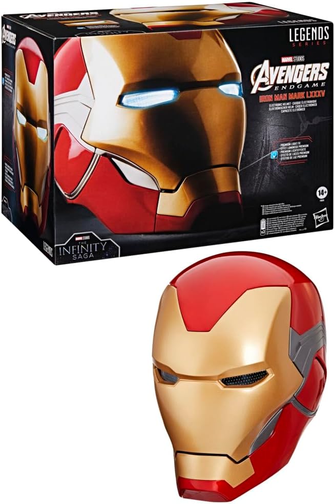 AVENGERS Marvel Legends Series Iron Man Premium Electronic Helmet with Light FX, Endgame Adult Roleplay Gear 1 Marvel Legends Series Iron Man Premium Electronic Helmet (Mark 85)