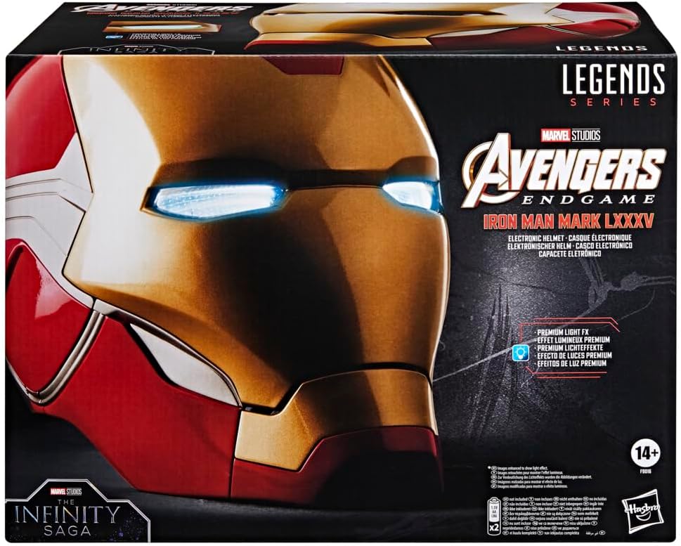 AVENGERS Marvel Legends Series Iron Man Premium Electronic Helmet with Light FX, Endgame Adult Roleplay Gear 4 Marvel Legends Series Iron Man Premium Electronic Helmet (Mark 85)