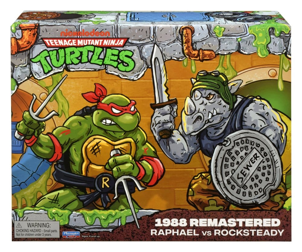 Teenage Mutant Ninja Turtles Remastered Action Figures Raphael vs. Rocksteady 10 Teenage Mutant Ninja Turtles 1998 Remastered Raphael Vs Rocksteady 2 Pack