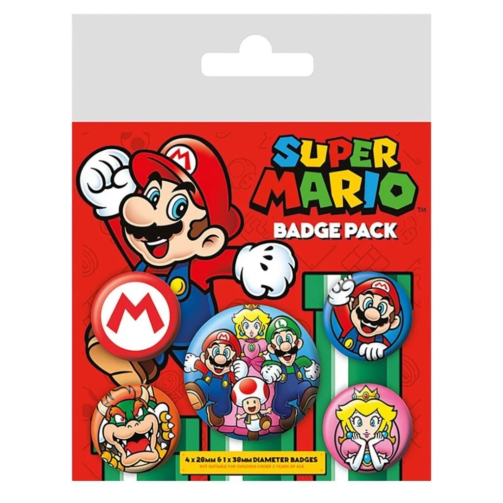 mario badge Super Mario 5 Piece Badge Set
